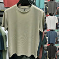 Mens Elastic Slim Fit Ice Silk T shirt with Short Sleeves for Casual Outings