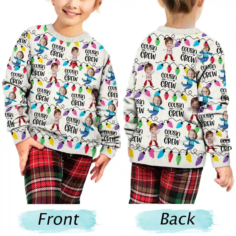 Custom Photo Funny Face Cousin Crew - Personalized Unisex Ugly Sweater