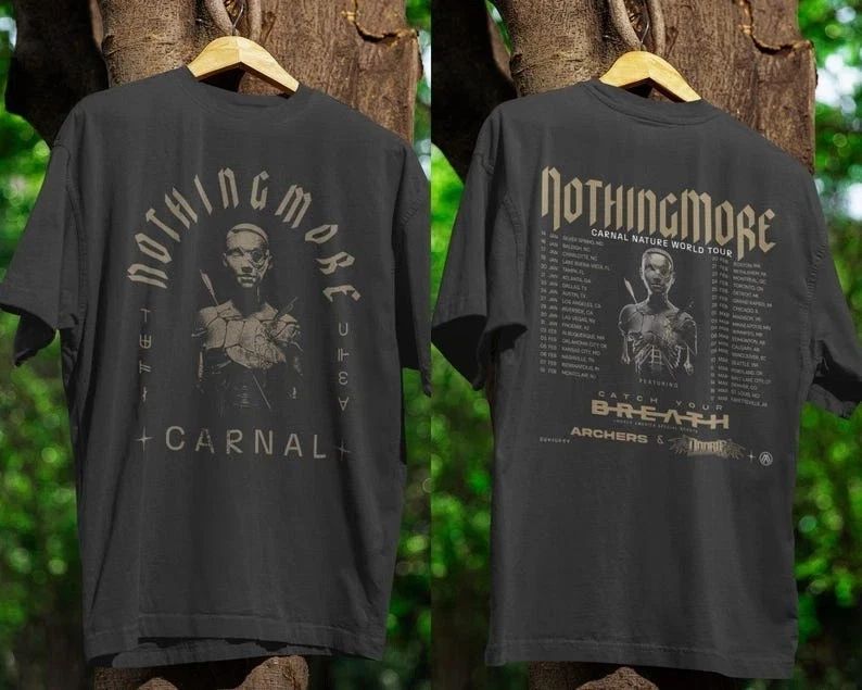 Nothing More Carnal Nature Tour 2026 Black Band T-Shirt Or Hoodie All size