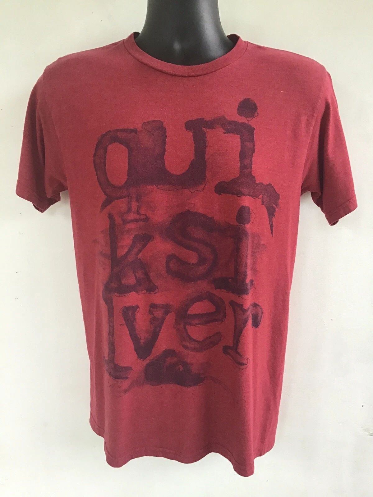 Quiksilver T Shirt, Short Sleeve, Medium, Red With Blue Print