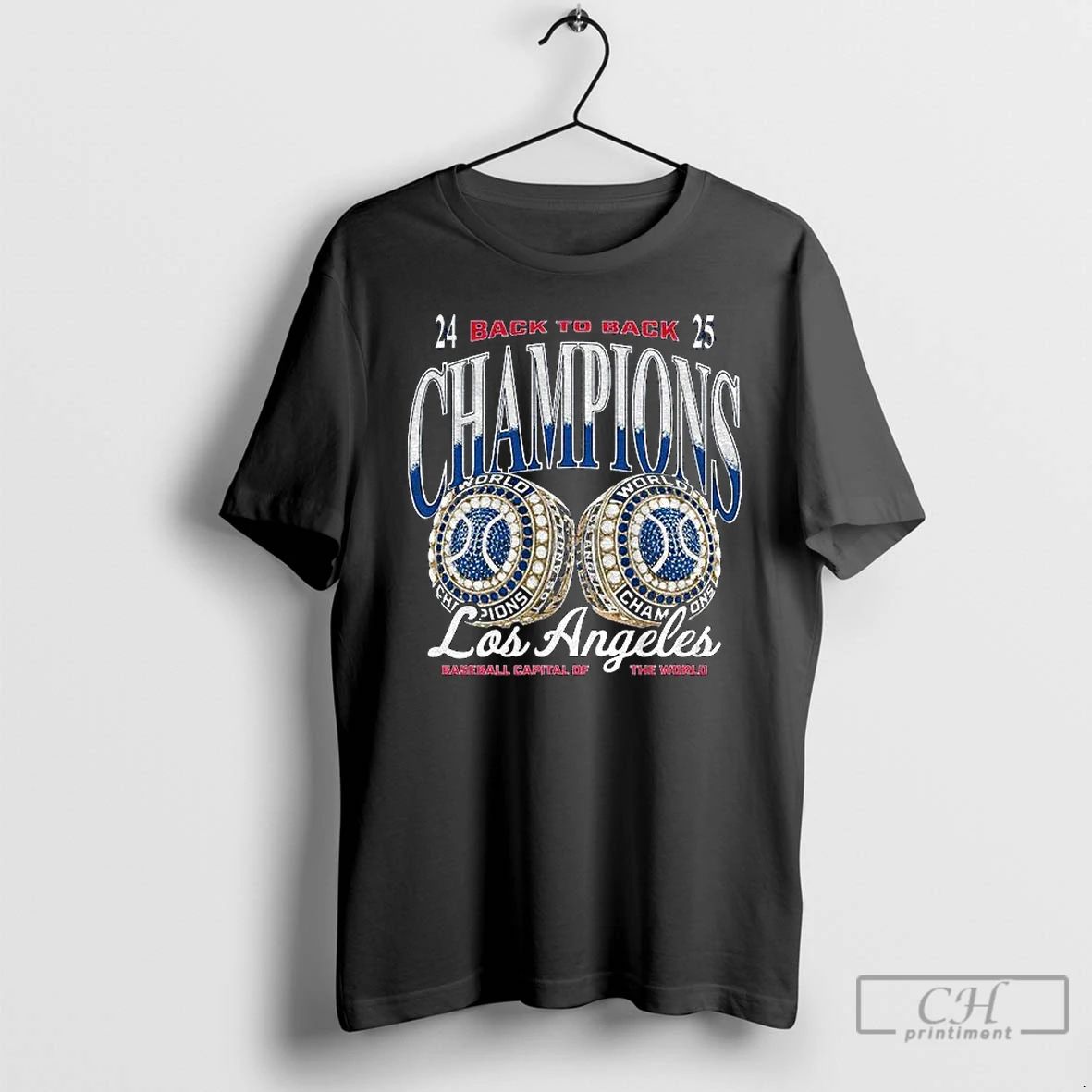 Classic Los Angeles Dodgers 2024 2025 Back To Back World Series Champions Ring T Shirts