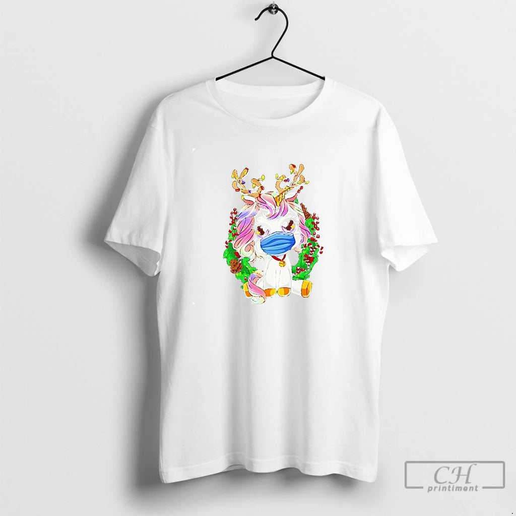 Classic Reindeer Unicorn Masked Holiday Cheer Christmas T Shirts