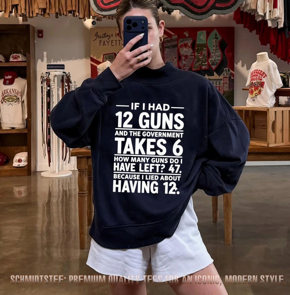 If I had 12 guns and the government takes 6 I lied about having 12 shirt