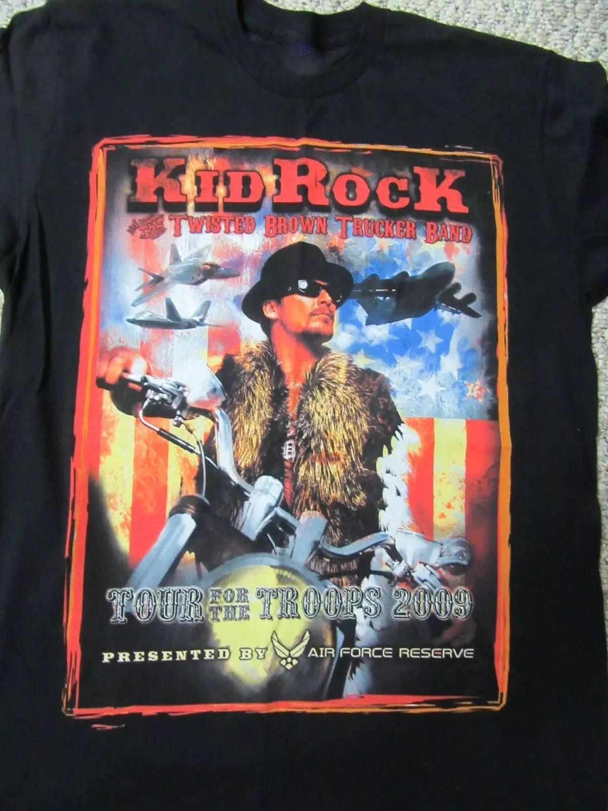 Vtg Kid Rock TOUR TROOPS Heavy Cotton Unisex Tee Black Shirt