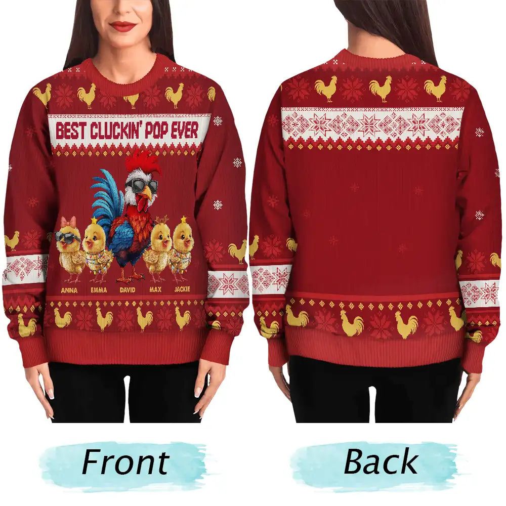 Christmas Best Cluckin' Dad Ever - Personalized Unisex Ugly Sweater