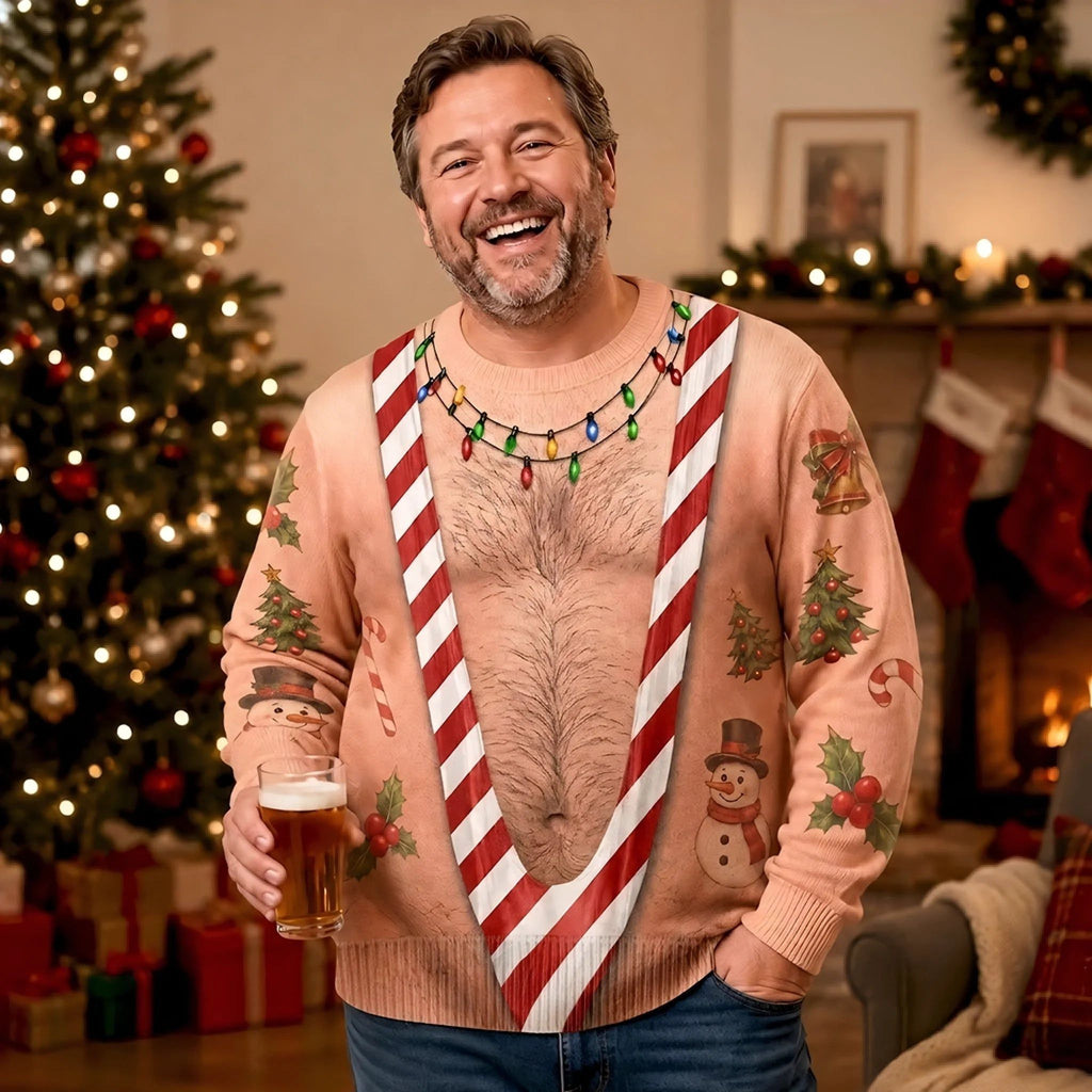 Custom Funny Patriotic Ugly Sweatshirt - Personalized Christmas Birthday Gifts For Men - Rocking Candy Cane Mankini Today