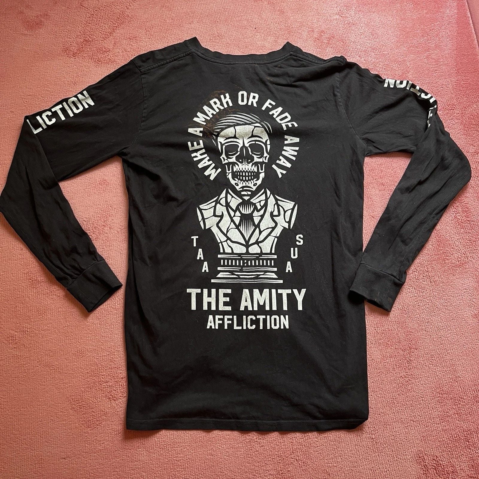 The Amity Affliction T-Shirt Medium Black 2-side MAKE A MARK Long Sleeve AOP TAA