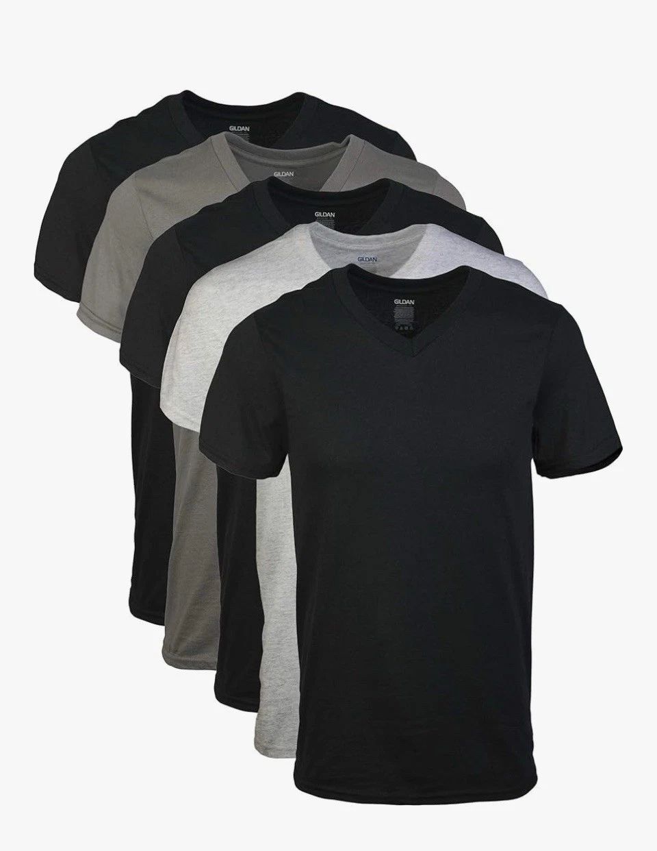 5pack Mens V-neck Cotton T-Shirts,Underwear,Large Black/Sport Grey/Charcoal