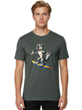 Surfing-Wolf-10 Mens Graphic Tee, 100% Cotton, Casual Summer Wear