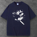 Unisex Cigarette Smoking Cat  Oversized T Shirt Blue Y2K Grunge Streetwear S-2XL