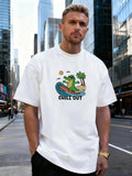 Surfing Alligator Graphic 100% Cotton Men's T-Shirt  for Daily Casual Wear