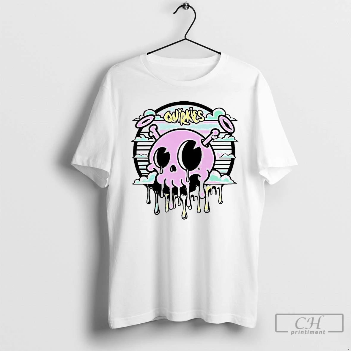 Classic Quirkies Skull Two Crossbones Melting Vintage T Shirts