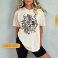 Boho Skull Flower Skeleton Comfort Tee Hippie Floral Gothic Art Gift