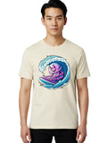 Octopus-Surfing Mens Graphic Tee, 100% Cotton, Casual Summer Wear