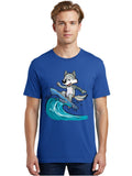 Surfing-Wolf-4 Mens Graphic Tee, 100% Cotton, Casual Summer Wear