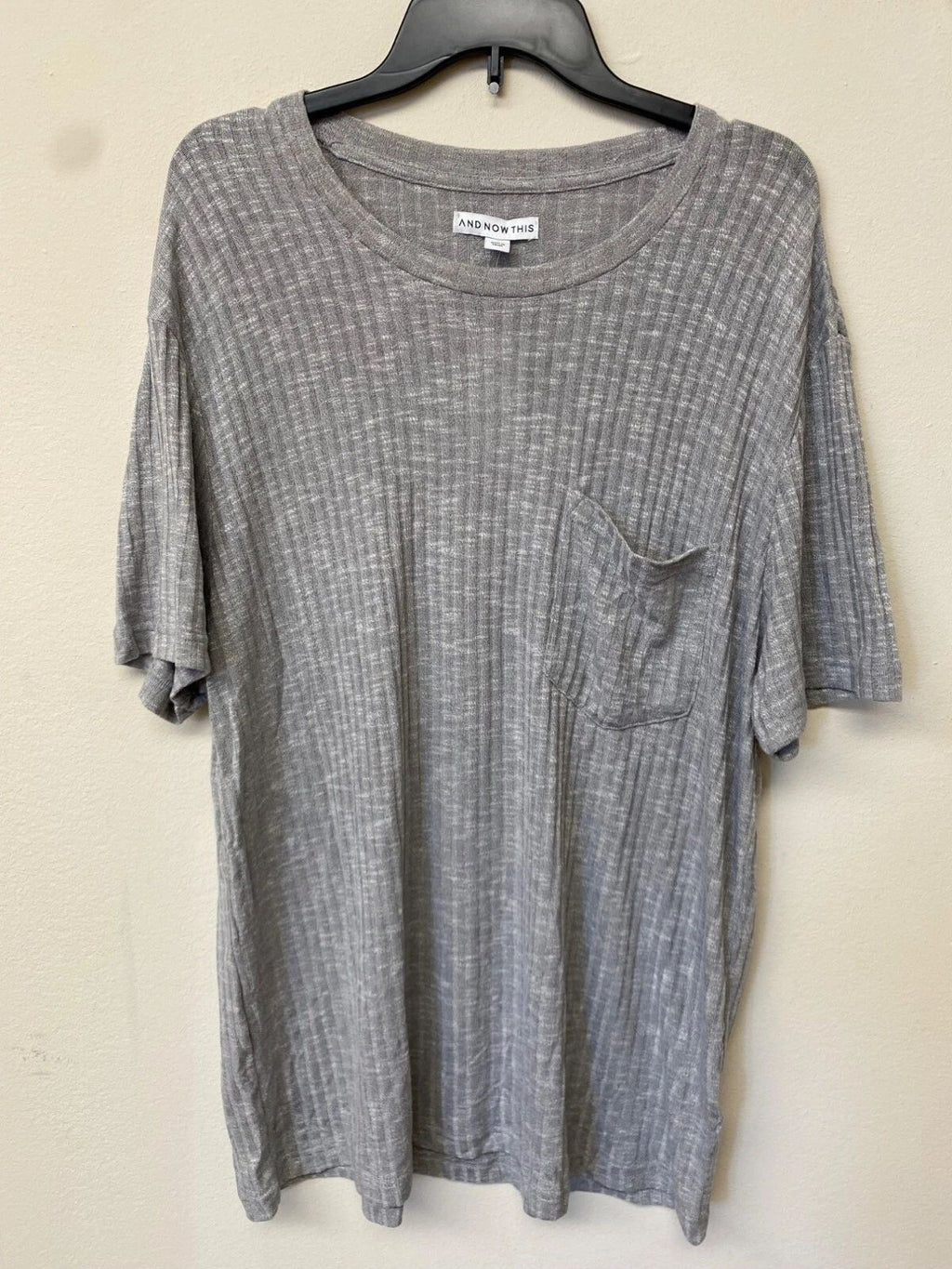 And Now This Men's Grey Ribbed Pocket T Shirt Size XLarge NWT