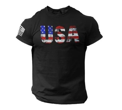 100% Cotton USA Patriotic T-Shirt - Proudly Printed in America
