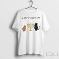 Classic Capybara And Black Cat Light Hanukkah Candles Happy Chrismukkah Christmas T Shirts