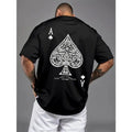 Summer Men's 100% Pure Cotton Casual Sports Loose Oversized Retro Spade Printed
