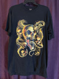 Vintage Liquid Blue Skull Snake Shirt 2007 Gothic Graphic Tee 2XL