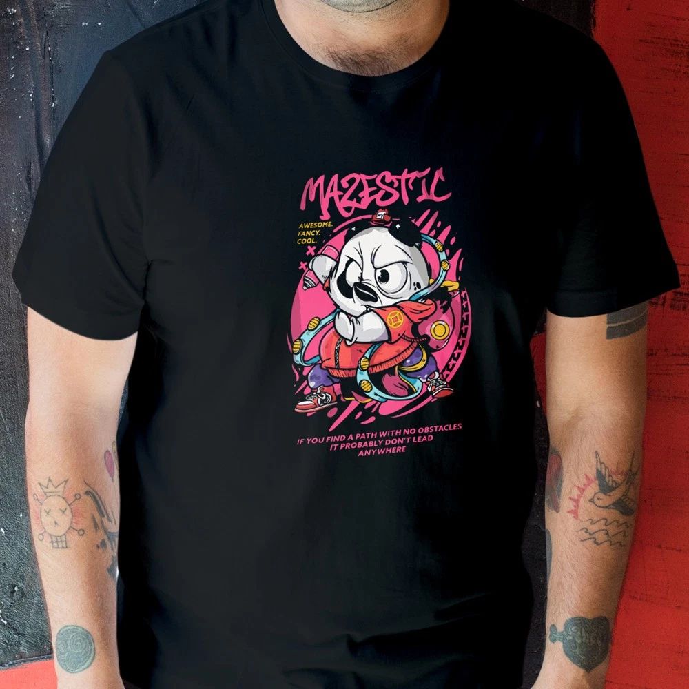 Majestic Streetwear T-Shirt Urban Graffiti Panda Cartoon Japanese Aesthetic Tee