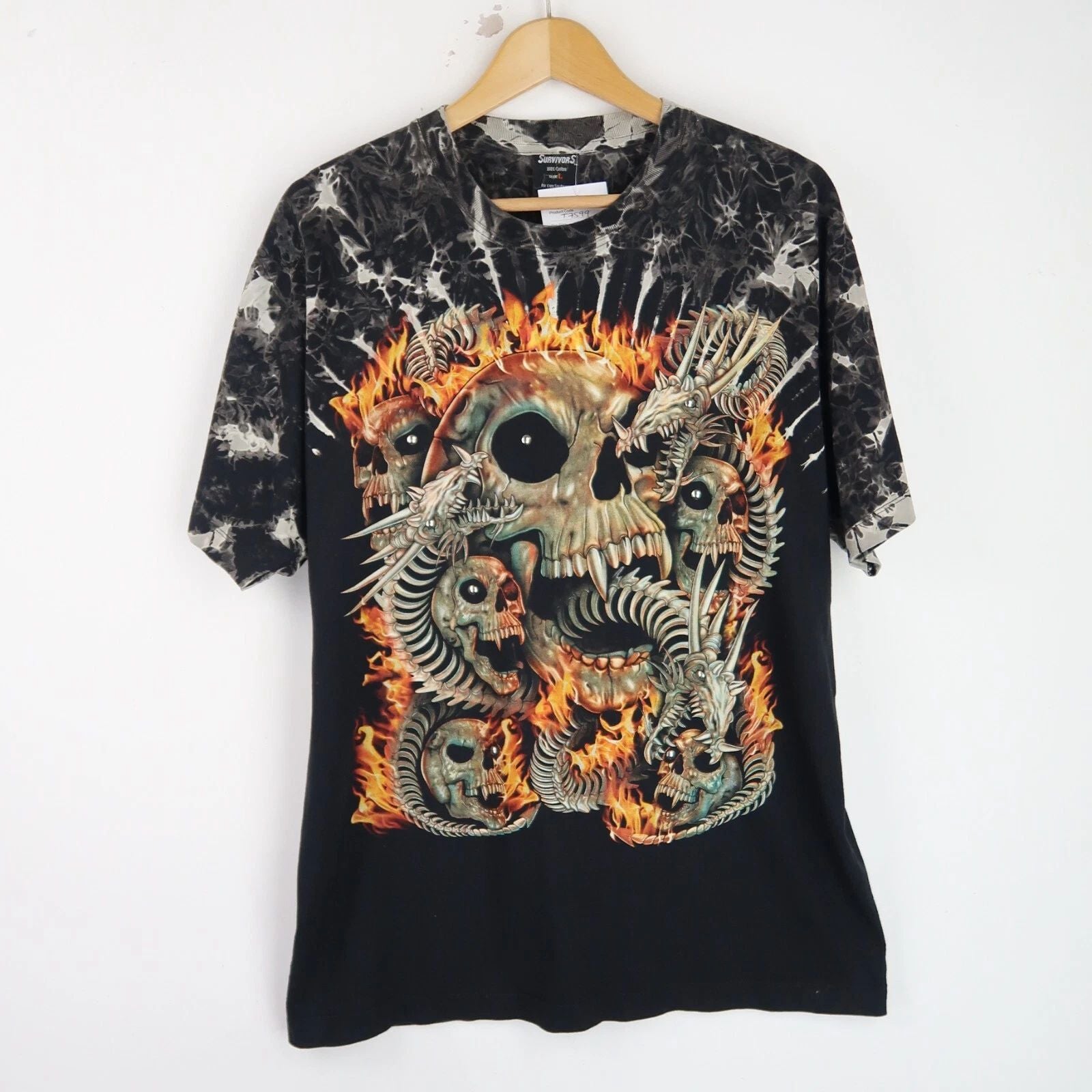 Vintage 90'S T-shirt Fantasy Skeleton Graphic SZ M-L (T7599)