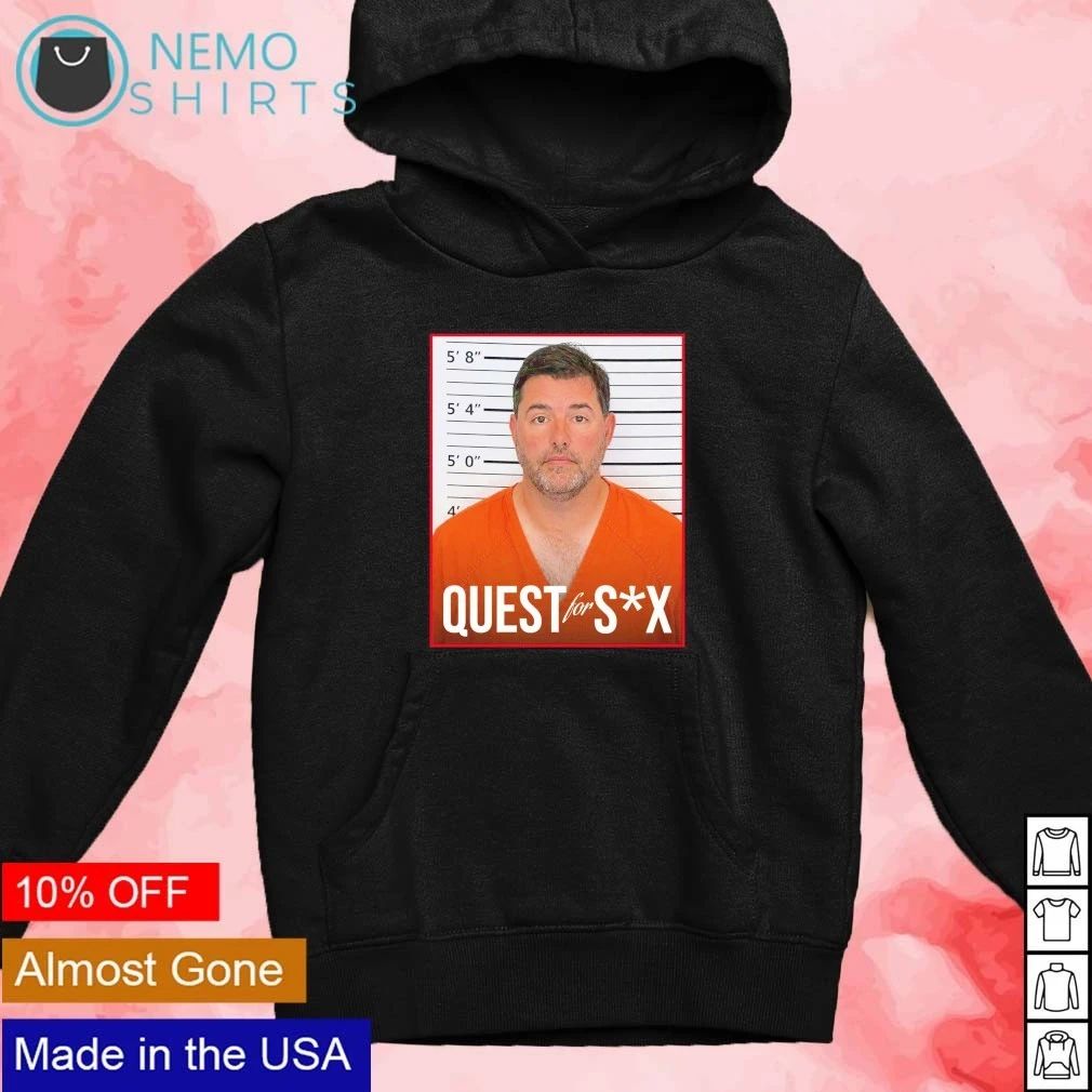 Quest for SX Mugshot funny parody shirt
