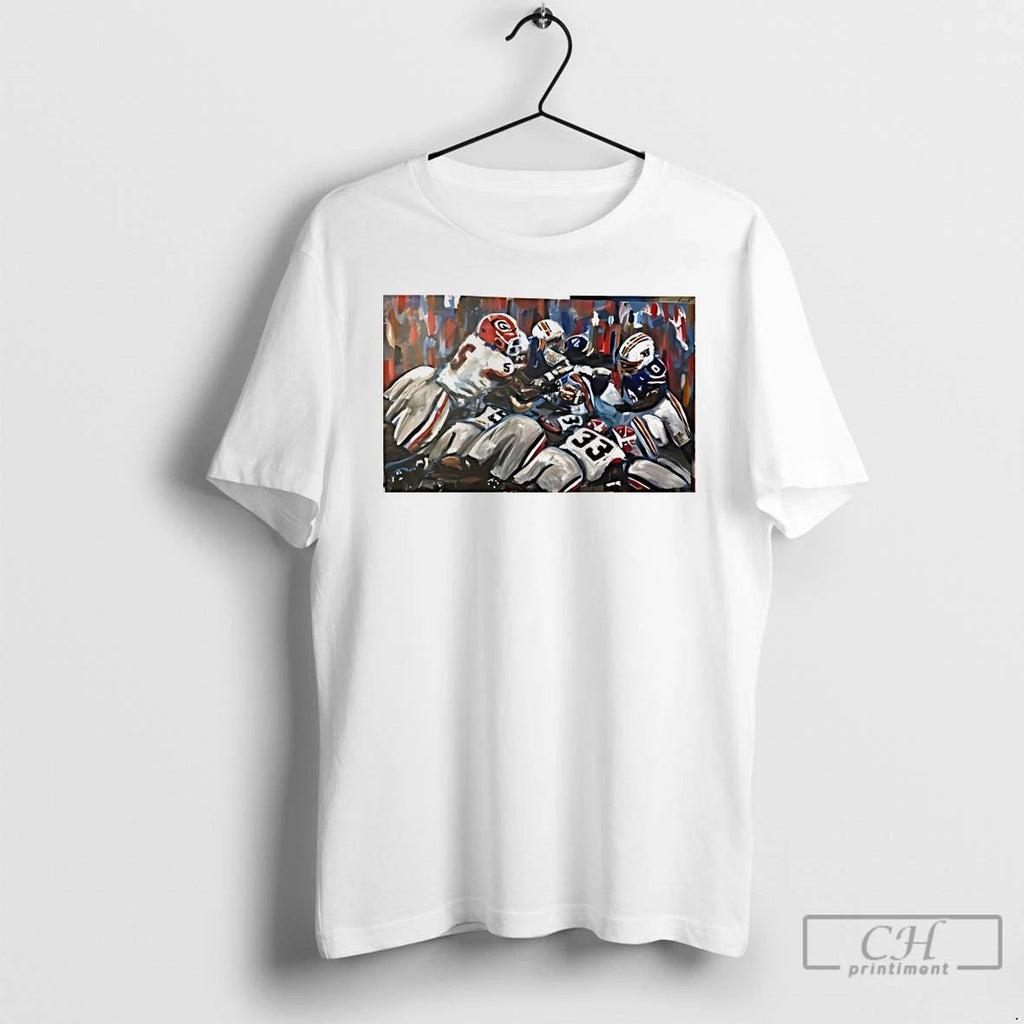 Classic Georgia Bulldogs Vs Auburn Tigers Football Art Print T Shirts
