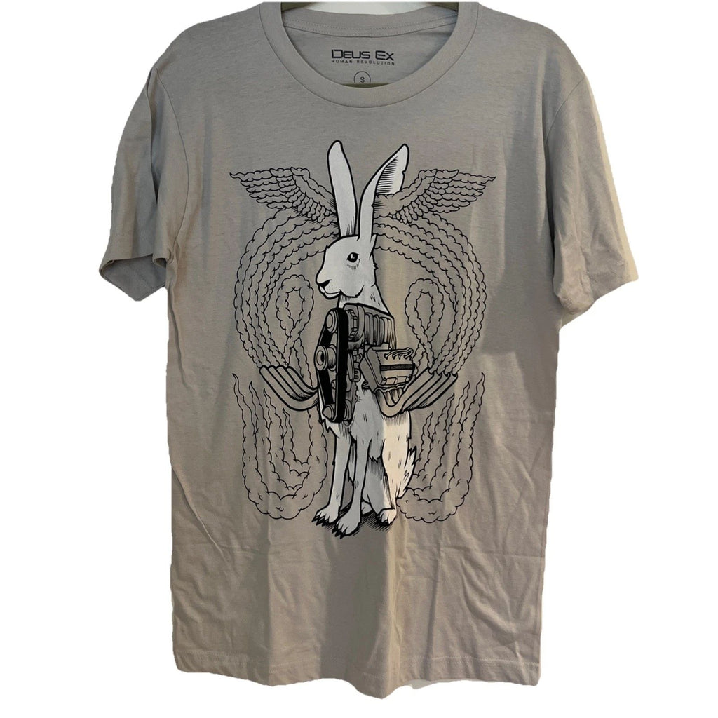 Deus Ex Human Revolution Shirt Mens Small Gray Video Game Art Exhibit Rabbit D2