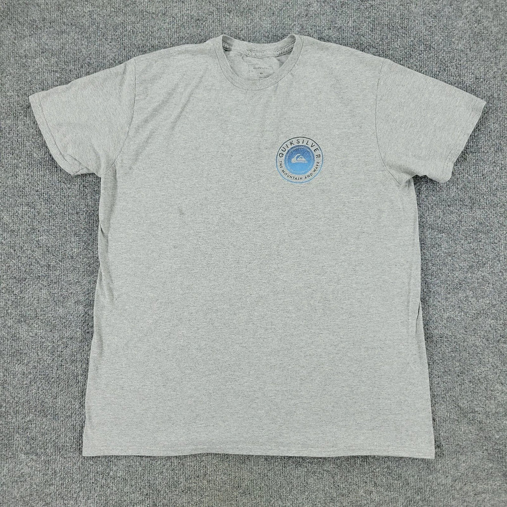 Quiksilver Shirt Men's Large Gray The Mountain & Wave Graphic Short Sleeve Adult