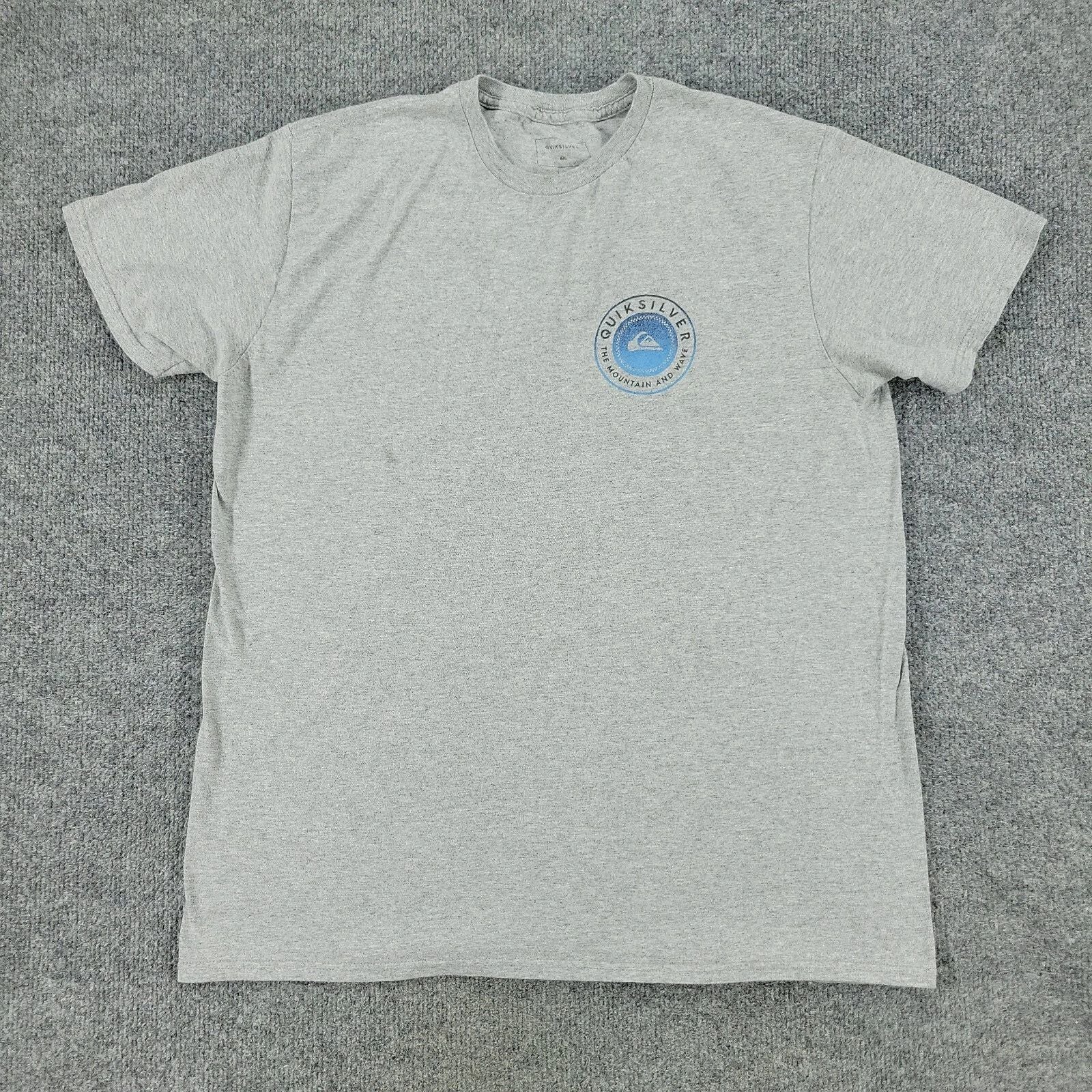 Quiksilver Shirt Men's Large Gray The Mountain & Wave Graphic Short Sleeve Adult