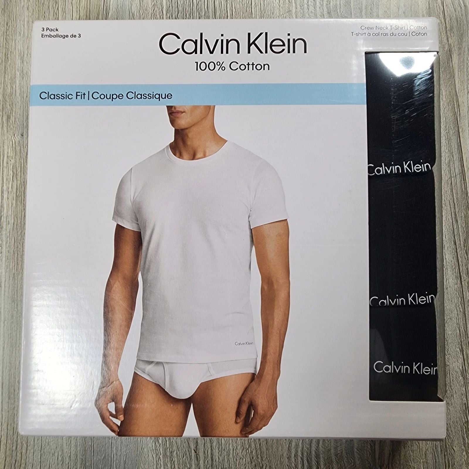 Calvin Klein Cotton Classic Fit T Shirts Black 3 Pack Mens Size M New