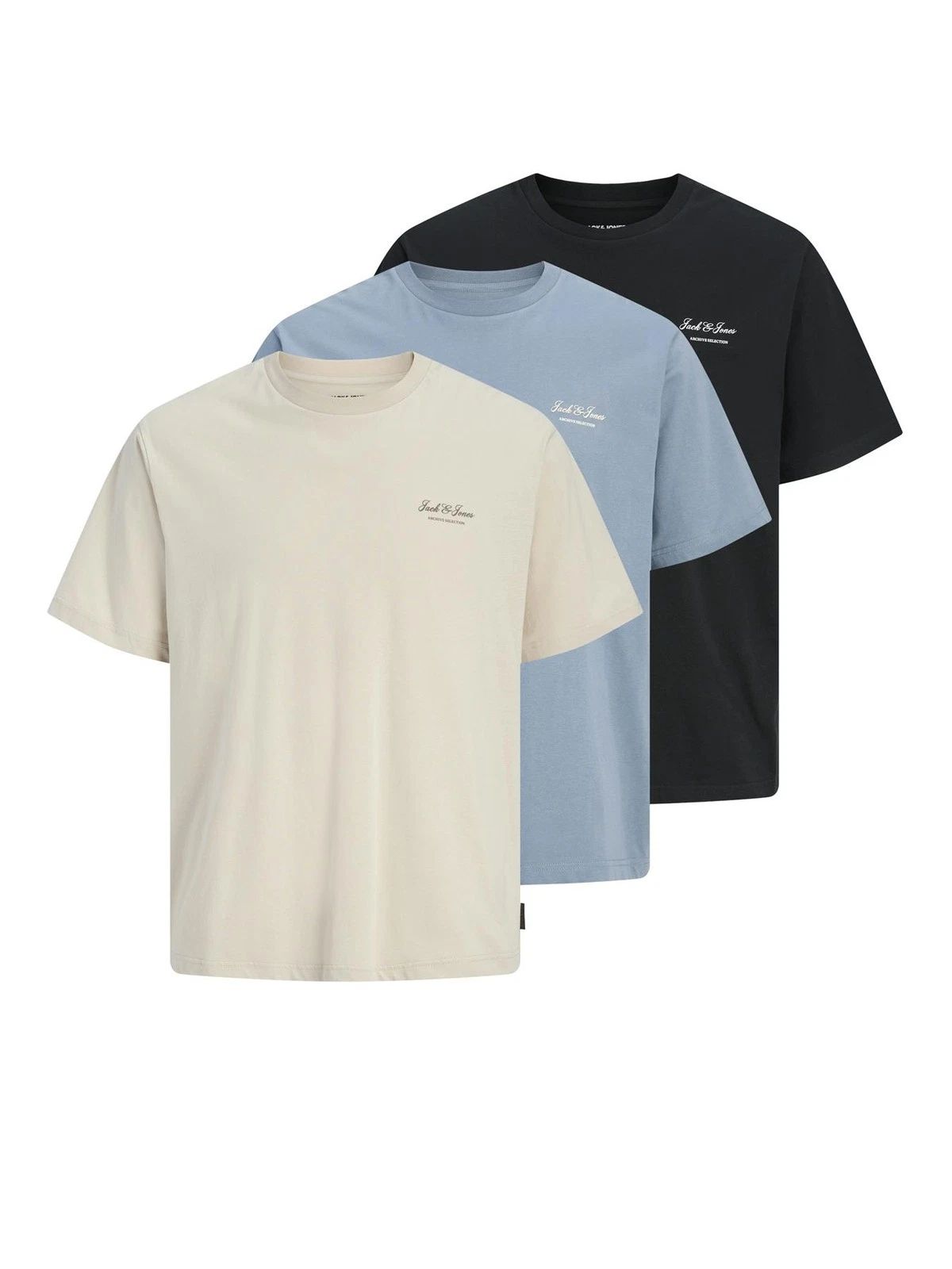 Jack & Jones 3 Pack Mens Short Sleeve T Shirts O Neck Casual Smart Tee Tops