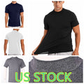 -Men Mock Turtleneck T Shirts Short Sleeve Cotton Basic Undershirt Slim Tops