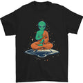 Meditating Alien UFO Yoga Mens T-Shirt 100% Cotton