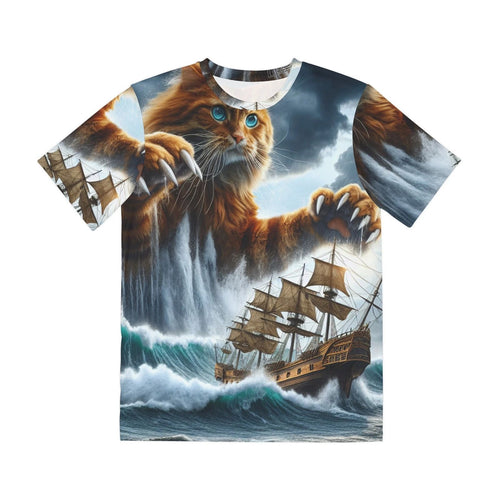 All Over Print T Shirt Kraken Cat Attacking Ship Ocean Fantasy Cute Funny