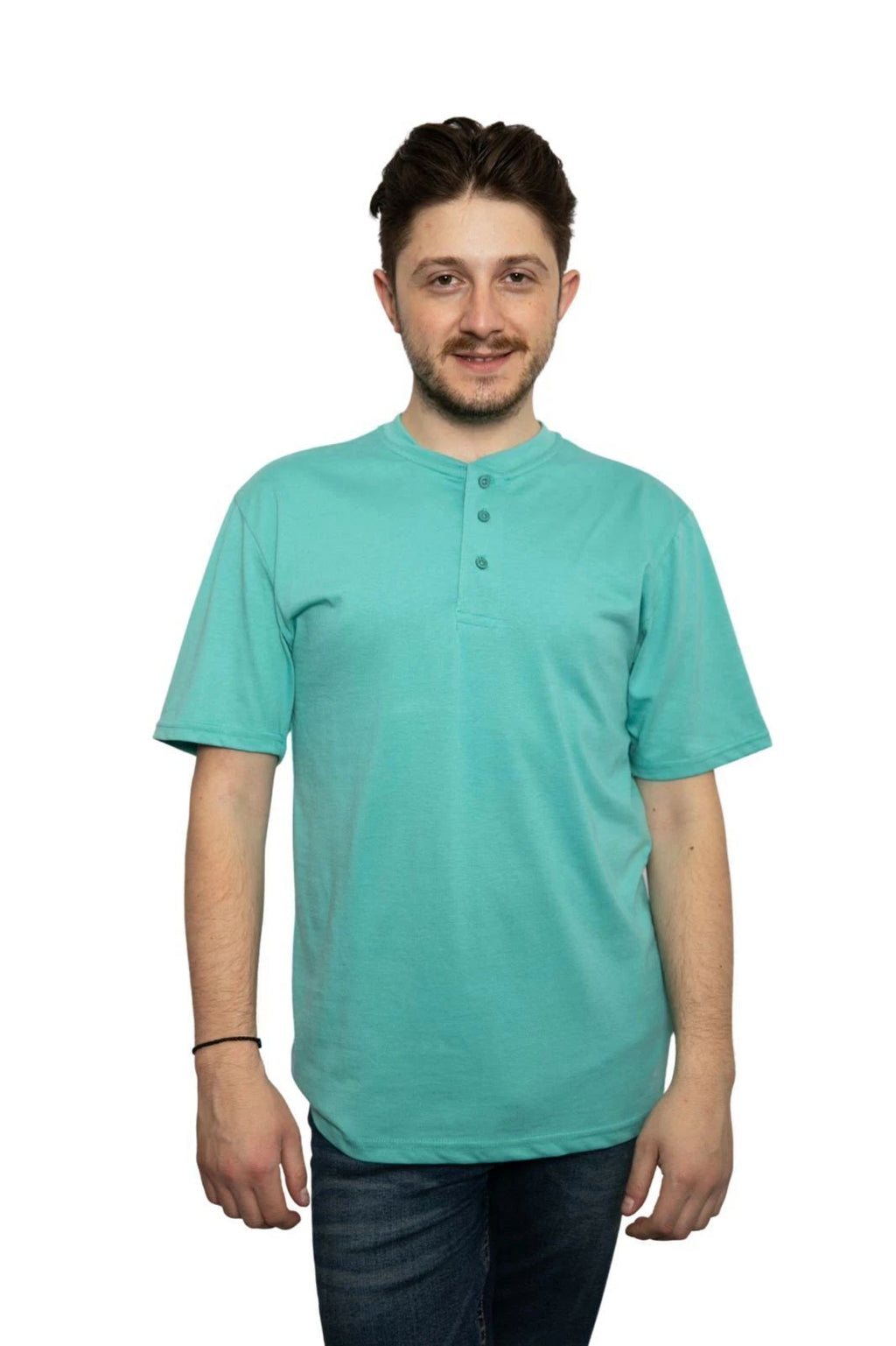 Urbanfit Mens Henley T-Shirts Plain Short Sleeve Grandad Collar Summer (2073)
