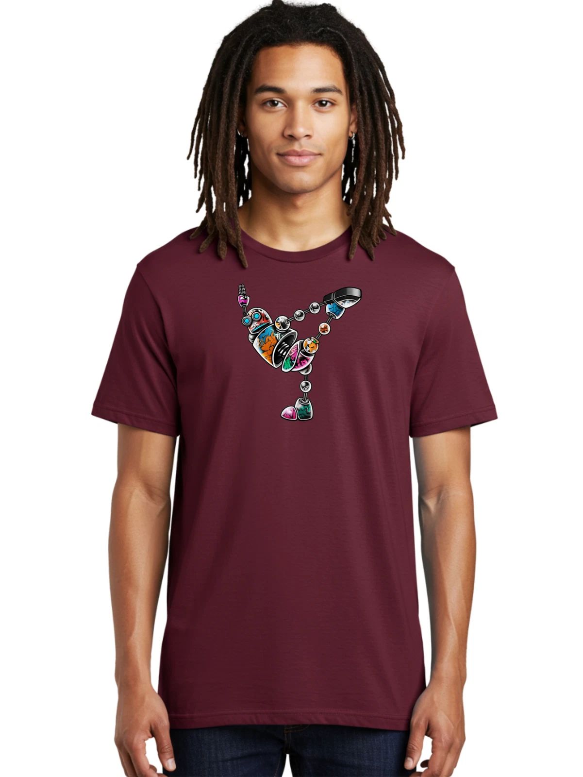 Robot-1 Mens Graphic Tee, 100% Cotton, Casual Summer Wear