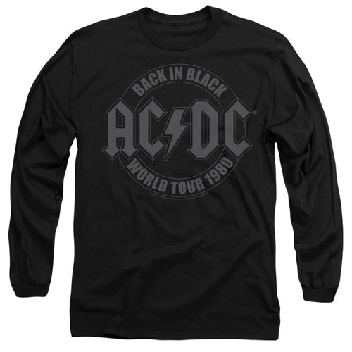 ACDC Tour Emblem Mens Long Sleeve T-Shirt, Black