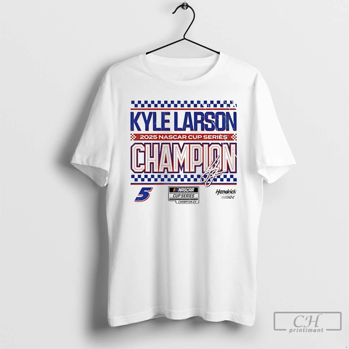 Classic Kyle Larson 2025 Nascar Cup Series Champion Signature T Shirts