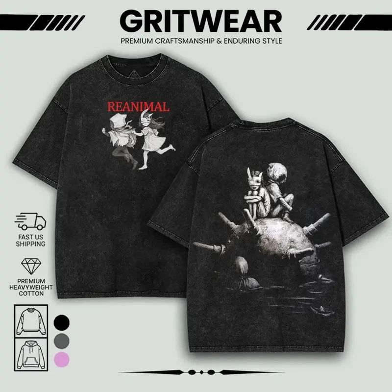 Reanimal Game Double Sided Oversize Washed Tshirt Unisex Oversize graphic tee 90