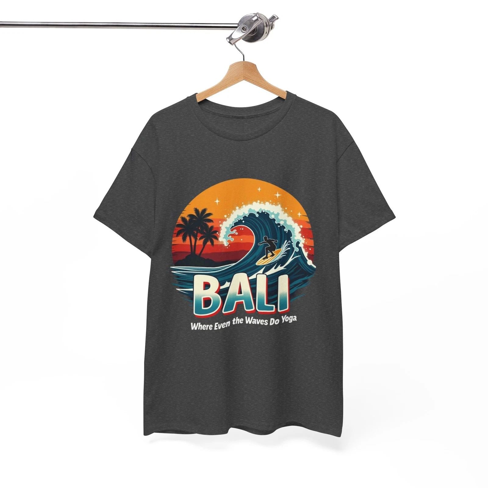 Bali Waves Unisex Heavy Cotton Tee | Beach Vibes, Vacation, Surfing, Yoga