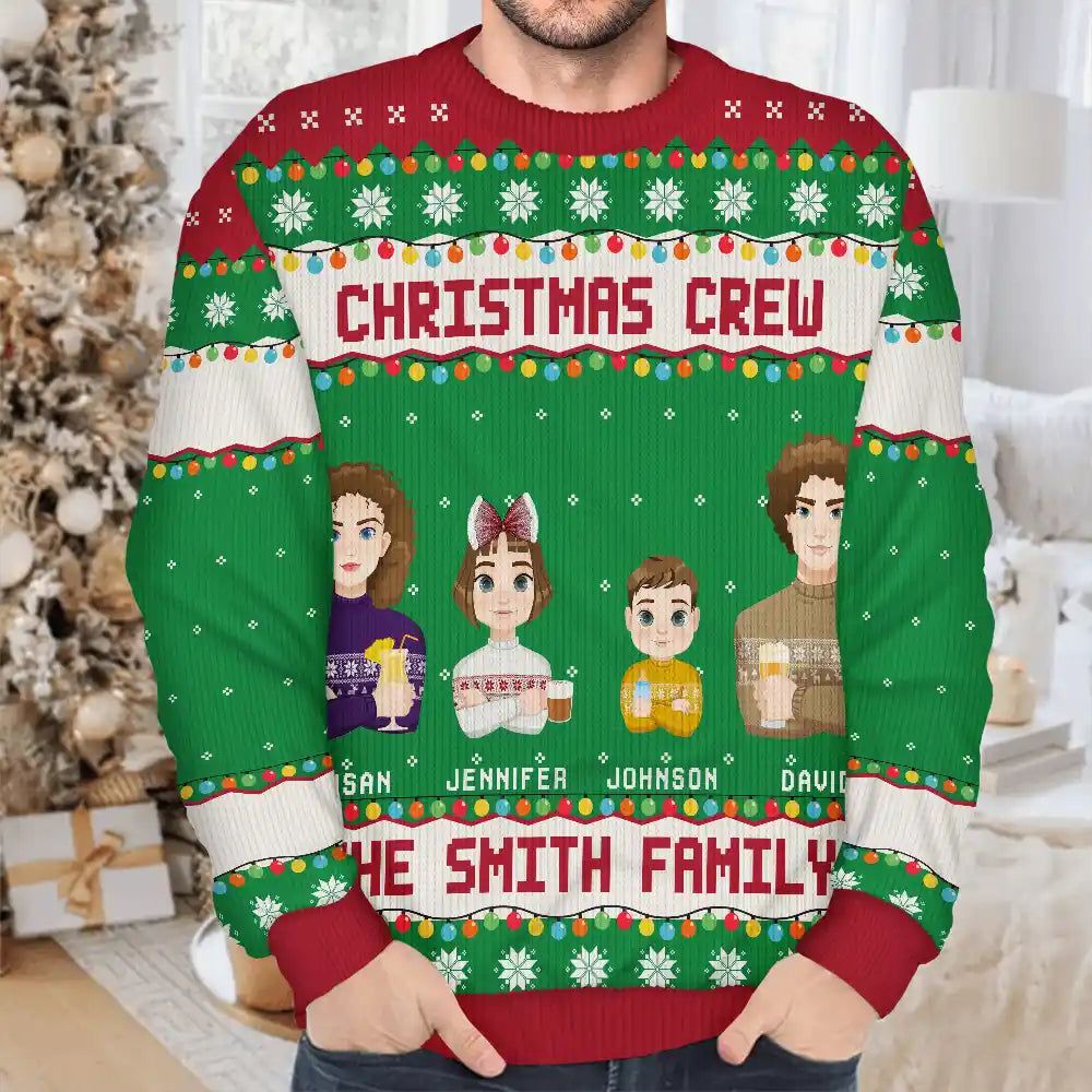 Christmas Family Forever This Is Us Flat Art - Personalized Unisex Ugly Sweater