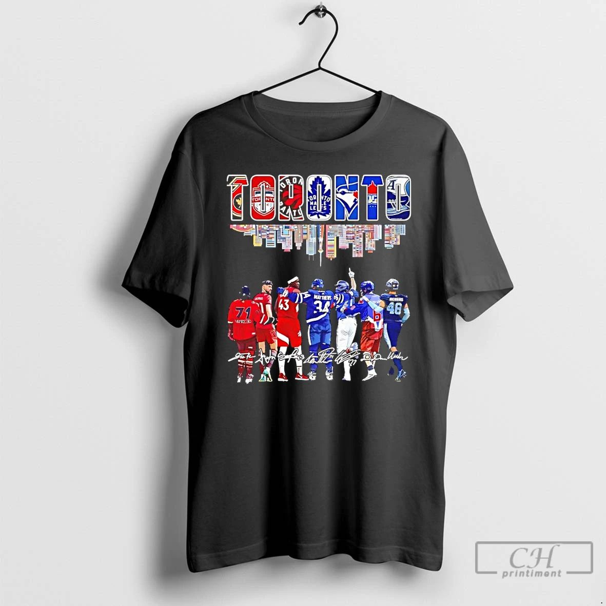 Classic Sports In Toronto City Skyline Players Signatures T Shirts