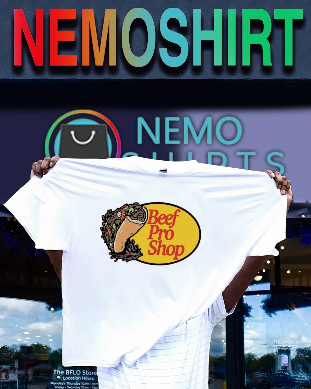 Fishing Bass Pro Shop Beef Pro Shop Parody Food Logo shirt