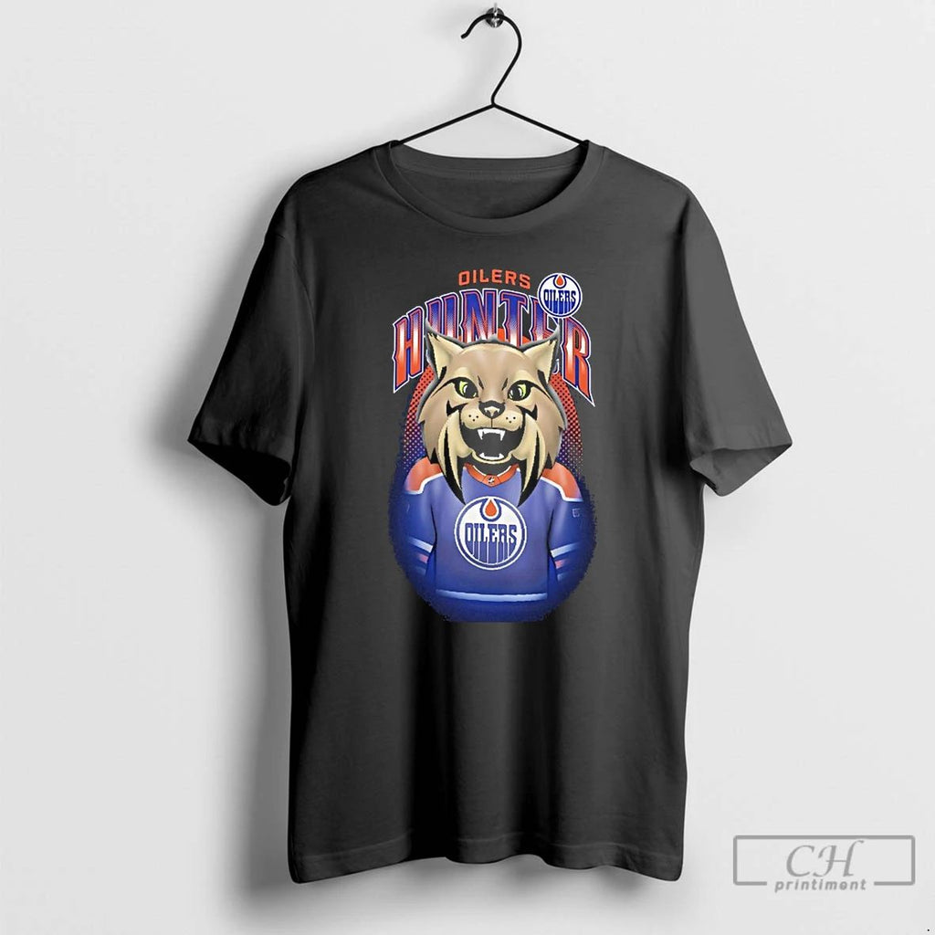Classic Edmonton Oilers Hunter The Lynx Mascot Highlight T Shirts