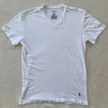 Polo Ralph Lauren T-Shirt Mens Large White Slim Fit V-Neck Cotton Pony Logo