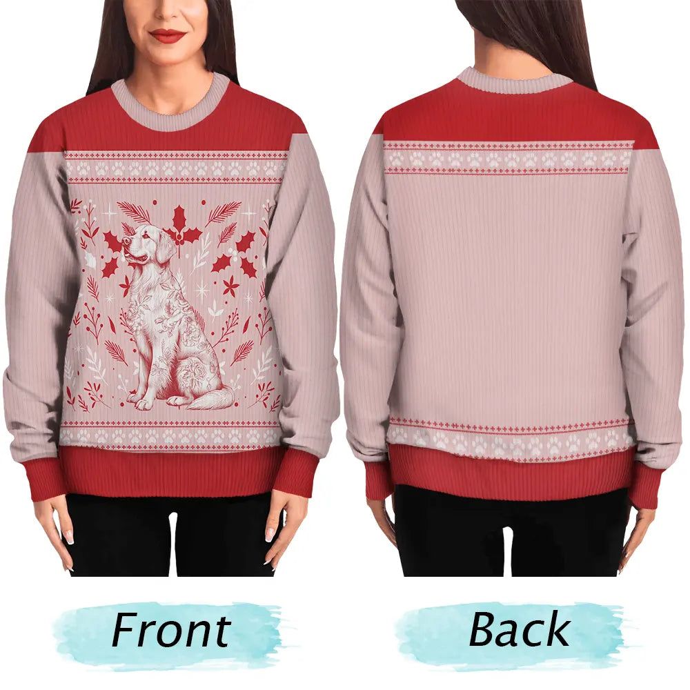 Chinoiserie Toile De Jouy Dog - Personalized Unisex Ugly Sweater
