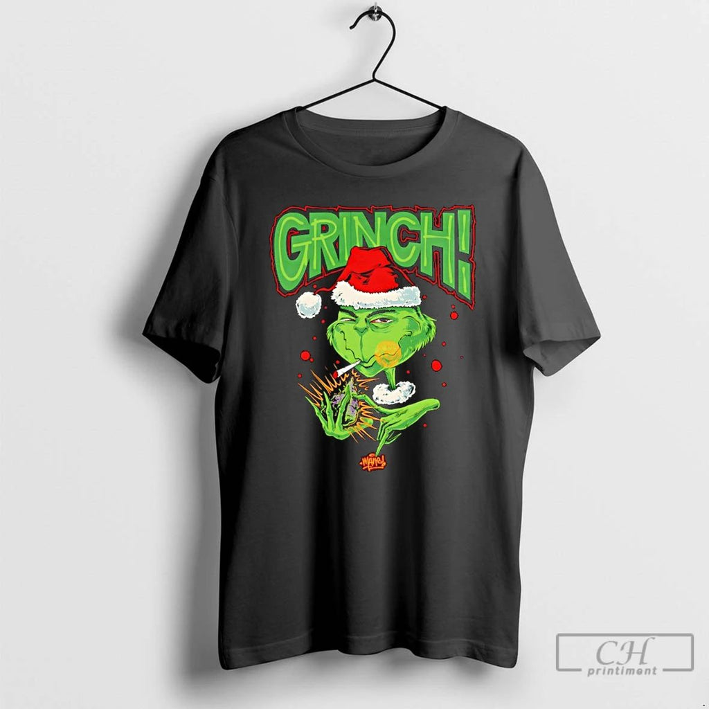 Premium Grinch Stole Christmas Santa Claus Mans T Shirts