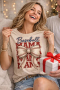 Baseball Mama Cute Bow Design Game Day Soft Cotton Relaxed Fit Comfort Tee